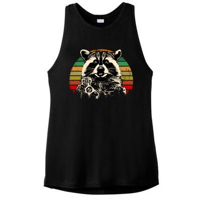 Vintage Raccoon Pizza And Beer Ladies PosiCharge Tri-Blend Wicking Tank