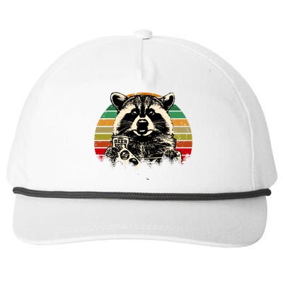 Vintage Raccoon Pizza And Beer Snapback Five-Panel Rope Hat