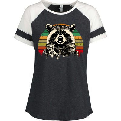 Vintage Raccoon Pizza And Beer Enza Ladies Jersey Colorblock Tee