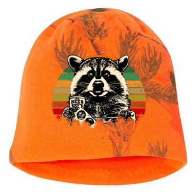 Vintage Raccoon Pizza And Beer Kati - Camo Knit Beanie