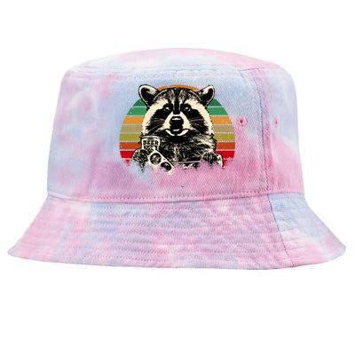 Vintage Raccoon Pizza And Beer Tie-Dyed Bucket Hat