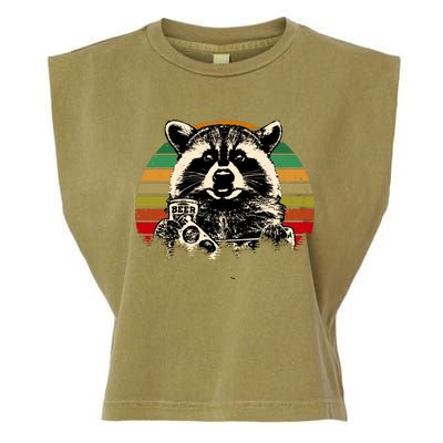 Vintage Raccoon Pizza And Beer Garment-Dyed Women's Muscle Tee