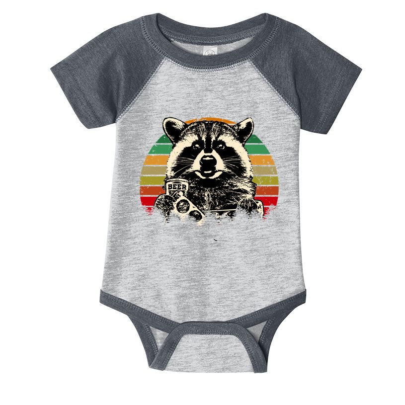 Vintage Raccoon Pizza And Beer Infant Baby Jersey Bodysuit