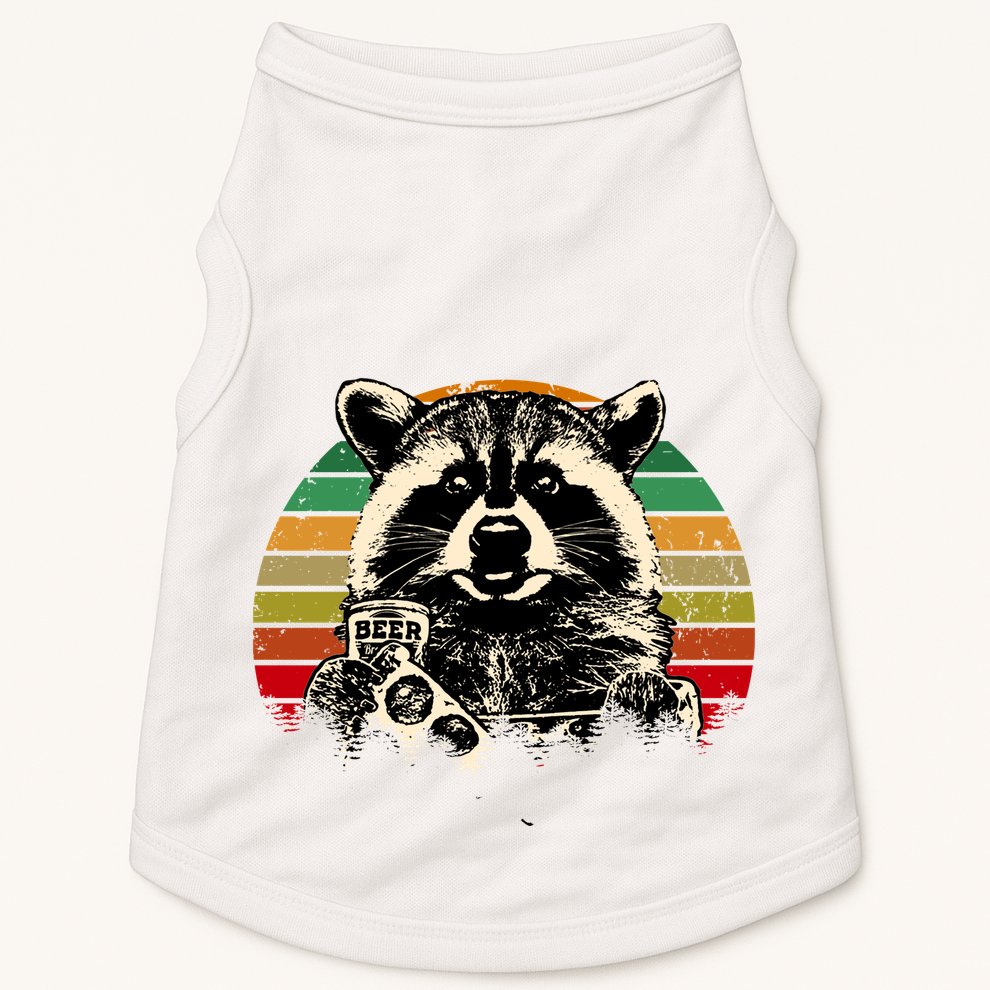 Vintage Raccoon Pizza And Beer Doggie Tank