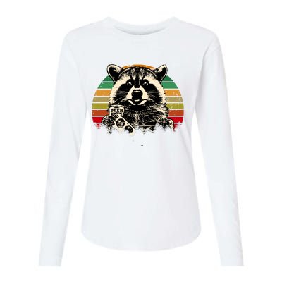 Vintage Raccoon Pizza And Beer Womens Cotton Relaxed Long Sleeve T-Shirt