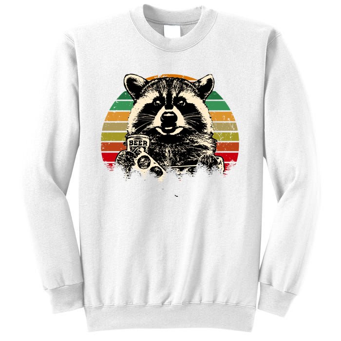 Vintage Raccoon Pizza And Beer Sweatshirt