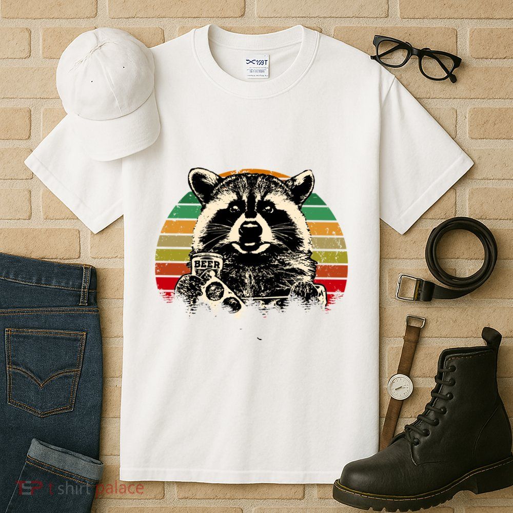 Vintage Raccoon Pizza And Beer Tall T-Shirt