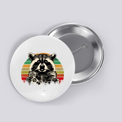 Vintage Raccoon Pizza And Beer Button