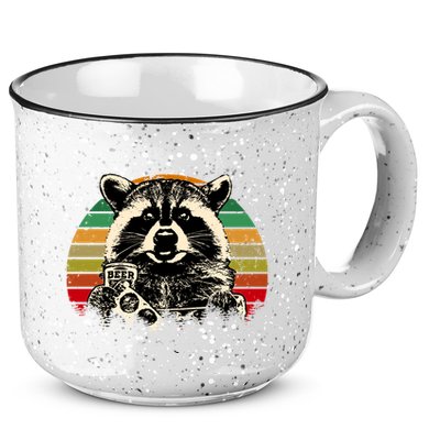Vintage Raccoon Pizza And Beer 15oz Campfire Ceramic Mug