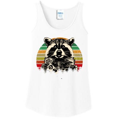 Vintage Raccoon Pizza And Beer Ladies Essential Tank