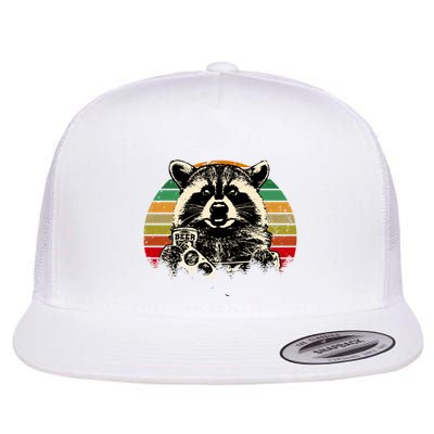 Vintage Raccoon Pizza And Beer Flatbill Hat