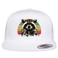 Vintage Raccoon Pizza And Beer Flat Bill Trucker Hat