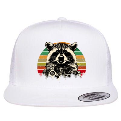 Vintage Raccoon Pizza And Beer Flat Bill Trucker Hat