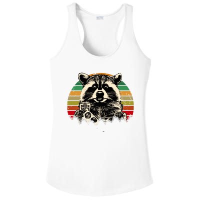 Vintage Raccoon Pizza And Beer Ladies PosiCharge Competitor Racerback Tank