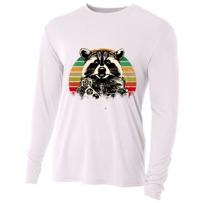 Vintage Raccoon Pizza And Beer Cooling Performance Long Sleeve Crew
