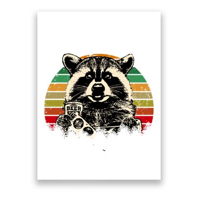 Vintage Raccoon Pizza And Beer Poster