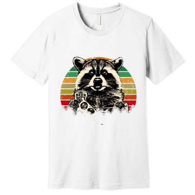 Vintage Raccoon Pizza And Beer Premium T-Shirt