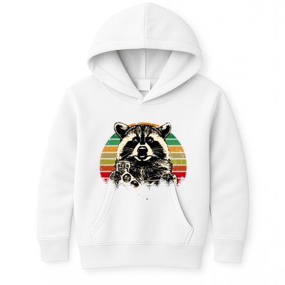 Vintage Raccoon Pizza And Beer Kids Hoodie