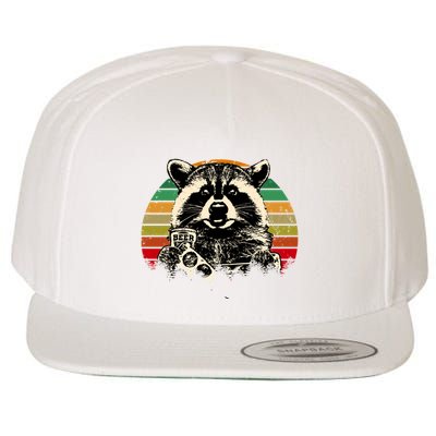 Vintage Raccoon Pizza And Beer Wool Snapback Cap