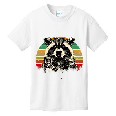 Vintage Raccoon Pizza And Beer Kids T-Shirt