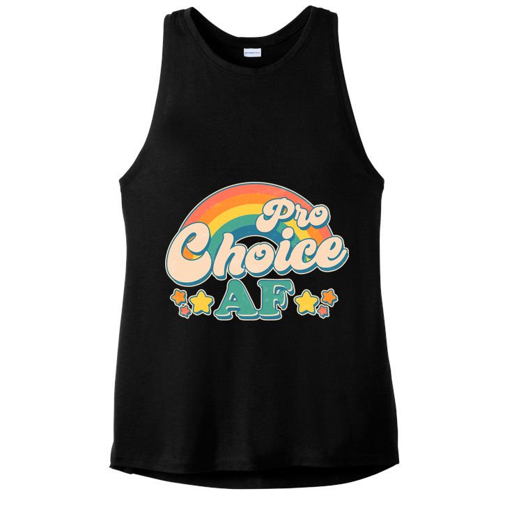 Vintage Retro Pro Choice AF Star Rainbow Ladies PosiCharge Tri-Blend Wicking Tank