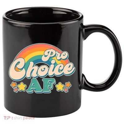 Vintage Retro Pro Choice AF Star Rainbow 11oz C Handle Ceramic Mug