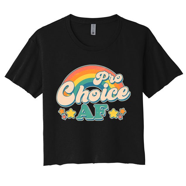 Vintage Retro Pro Choice AF Star Rainbow Crop Top