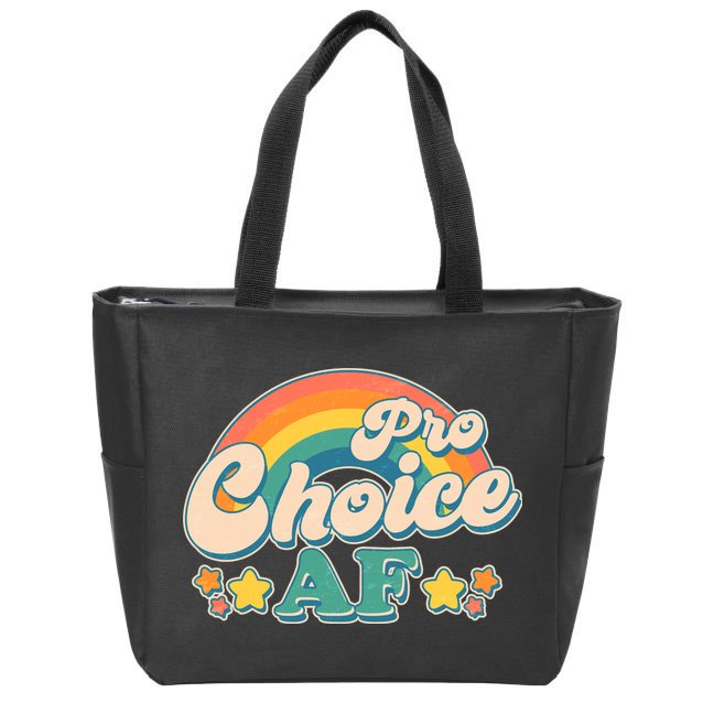 Vintage Retro Pro Choice AF Star Rainbow Zip Tote Bag