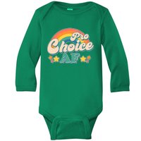 Vintage Retro Pro Choice AF Star Rainbow Baby Long Sleeve Bodysuit