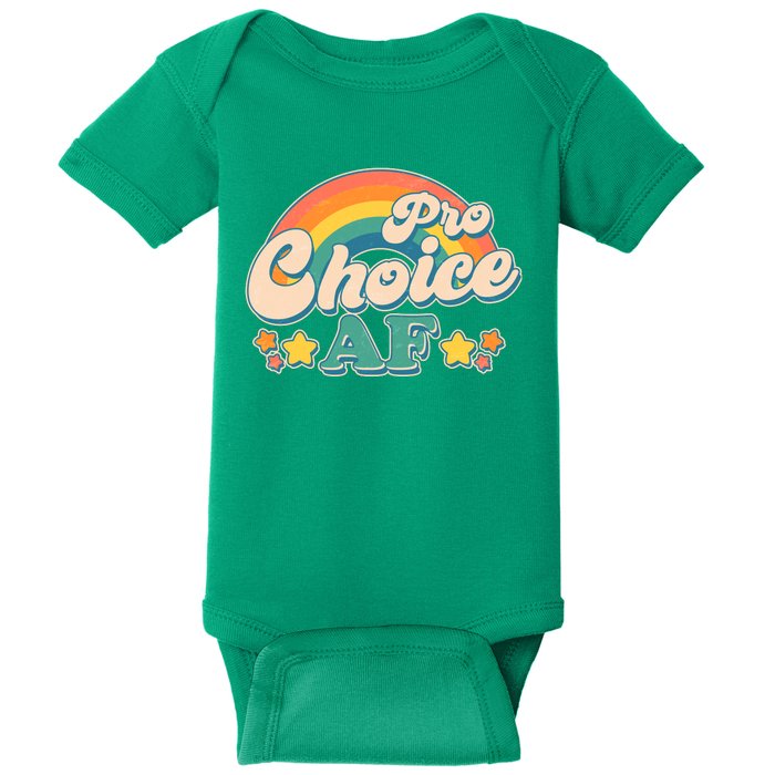 Vintage Retro Pro Choice AF Star Rainbow Baby Bodysuit