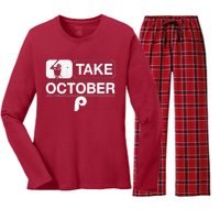 Vintage Retro Philly Take October Philadelphia Women's Long Sleeve Flannel Pajama Set 