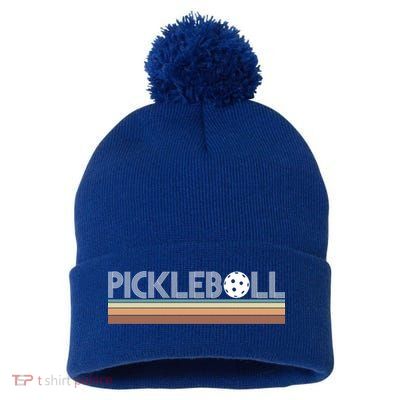 Vintage Retro Pickleball Gift Pom Pom 12in Knit Beanie