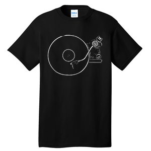 Vinyl Record Player Sketch Drawing Tall T-Shirt