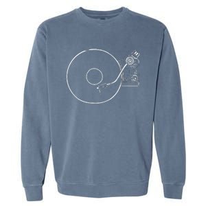 Vinyl Record Player Sketch Drawing Garment-Dyed Sweatshirt