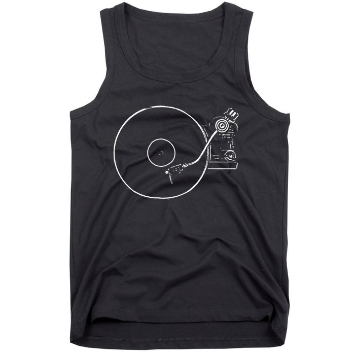 Vinyl Record Player Sketch Drawing Tank Top