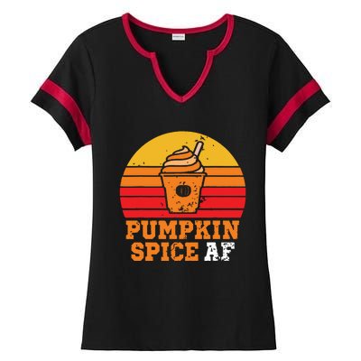 Vintage Retro Pumpkin Spice AF Funny Cream Pumpkin Lover Matching Team Family Ha Ladies Halftime Notch Neck Tee