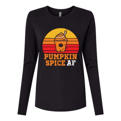 Vintage Retro Pumpkin Spice AF Funny Cream Pumpkin Lover Matching Team Family Ha Womens Cotton Relaxed Long Sleeve T-Shirt