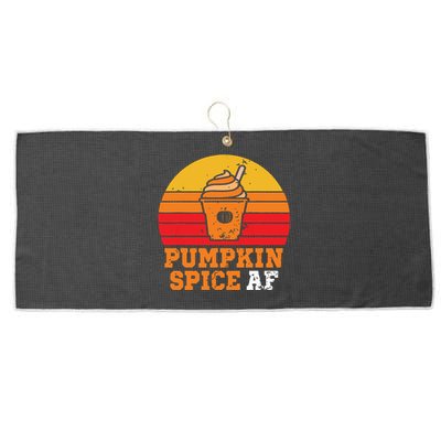 Vintage Retro Pumpkin Spice AF Funny Cream Pumpkin Lover Matching Team Family Ha Large Microfiber Waffle Golf Towel