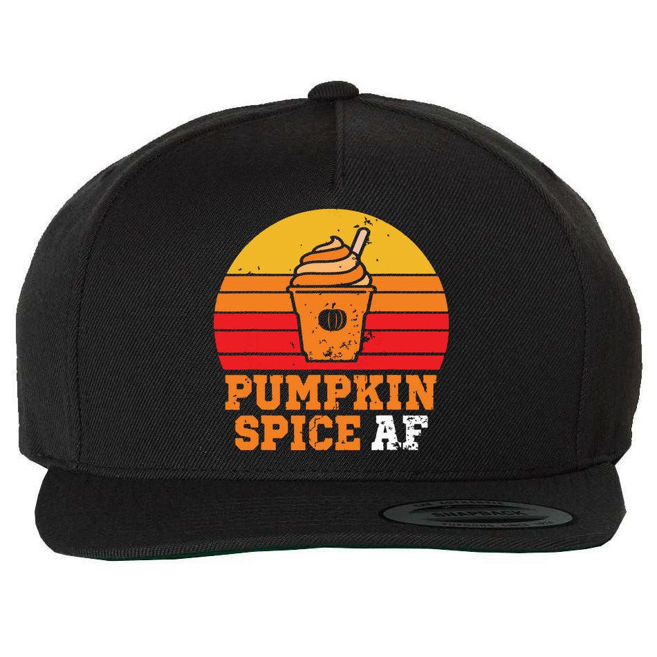 Vintage Retro Pumpkin Spice AF Funny Cream Pumpkin Lover Matching Team Family Ha Wool Snapback Cap