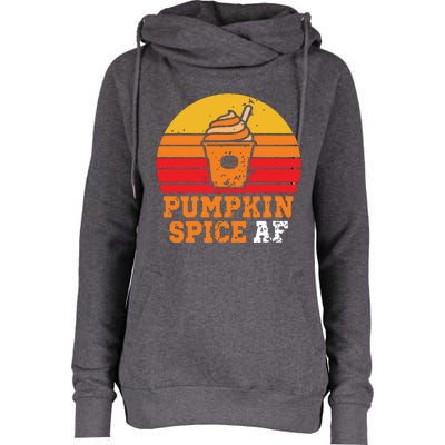 Vintage Retro Pumpkin Spice AF Funny Cream Pumpkin Lover Matching Team Family Ha Womens Funnel Neck Pullover Hood