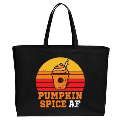 Vintage Retro Pumpkin Spice AF Funny Cream Pumpkin Lover Matching Team Family Ha Cotton Canvas Jumbo Tote