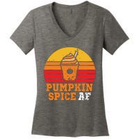 Vintage Retro Pumpkin Spice AF Funny Cream Pumpkin Lover Matching Team Family Ha Women's V-Neck T-Shirt