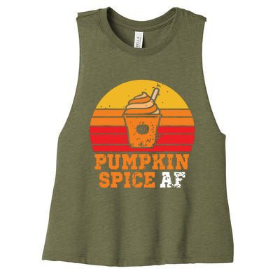 Vintage Retro Pumpkin Spice AF Funny Cream Pumpkin Lover Matching Team Family Ha Women's Racerback Cropped Tank