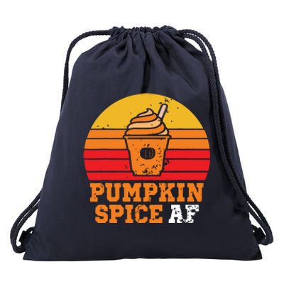 Vintage Retro Pumpkin Spice AF Funny Cream Pumpkin Lover Matching Team Family Ha Drawstring Bag