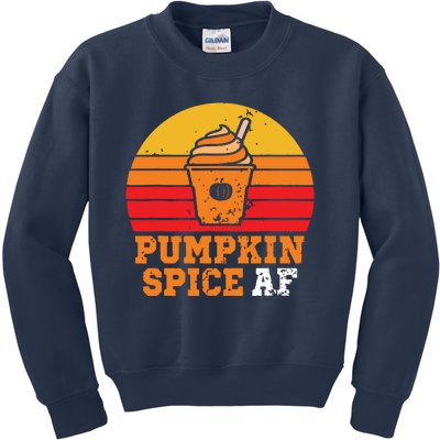 Vintage Retro Pumpkin Spice AF Funny Cream Pumpkin Lover Matching Team Family Ha Kids Sweatshirt