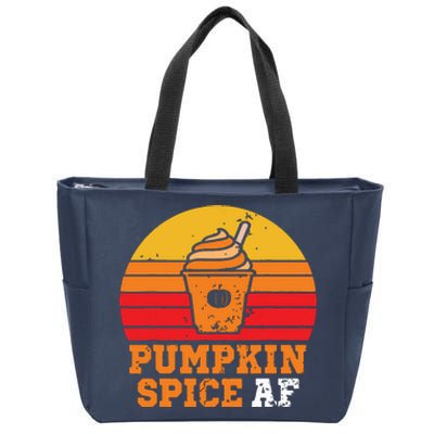 Vintage Retro Pumpkin Spice AF Funny Cream Pumpkin Lover Matching Team Family Ha Zip Tote Bag