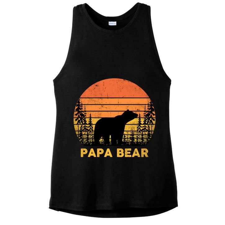 Vintage Retro Papa Bear Distressed Graphic Cute Gift Ladies PosiCharge Tri-Blend Wicking Tank