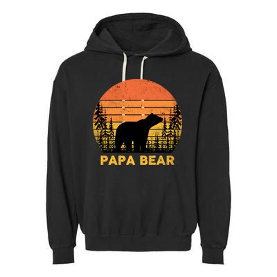Vintage Retro Papa Bear Distressed Graphic Cute Gift Garment-Dyed Fleece Hoodie