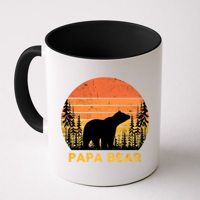 Vintage Retro Papa Bear Distressed Graphic Cute Gift Mug
