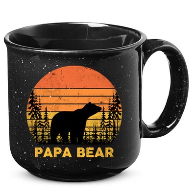 Vintage Retro Papa Bear Distressed Graphic Cute Gift 15oz Campfire Ceramic Mug